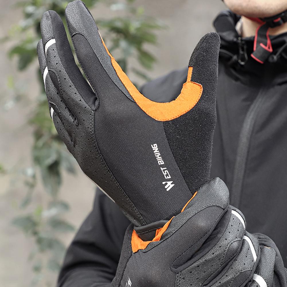 Găng tay xe đạp xe đạp phía tây Mùa đông Full Finger MTB Xe đạp Găng tay thể thao nam nữ Half Finger Summer Gym Găng tay xe máy Găng tay Color: Full Finger Gloves Size: L