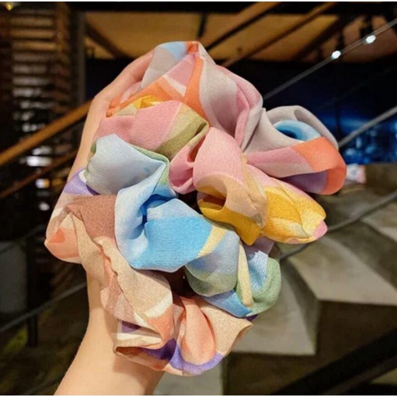 Scrunchies vải mềm màu sắc phong cách thơi thượng Hàn quốc