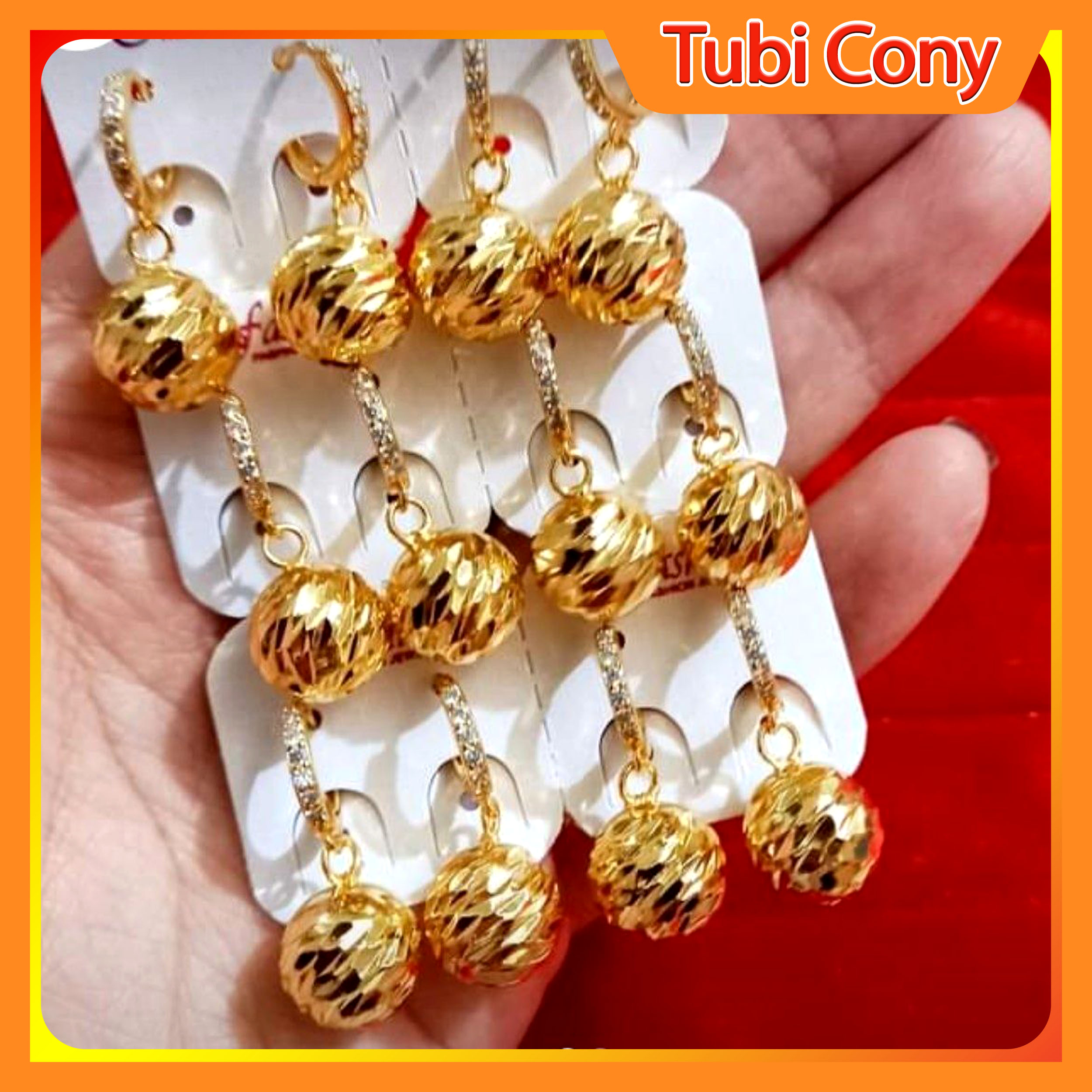 Bông tai nữ hạt châu mạ vàng 24k