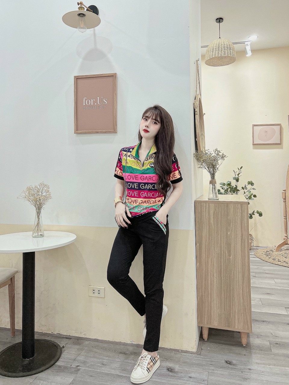 Đồ bộ thun cotton sắc màu phối khóa kéo