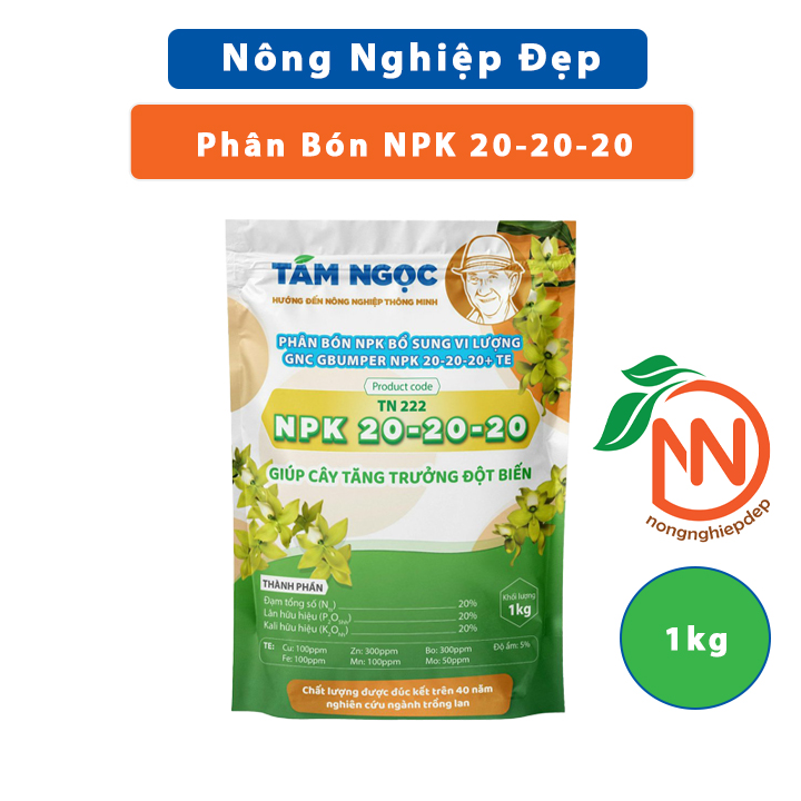 NPK 20-20-20 Gói 1kg - Phân Bón Tám Ngọc - Sử Dụng Giai Đoạn Cây Tăng Trưởng