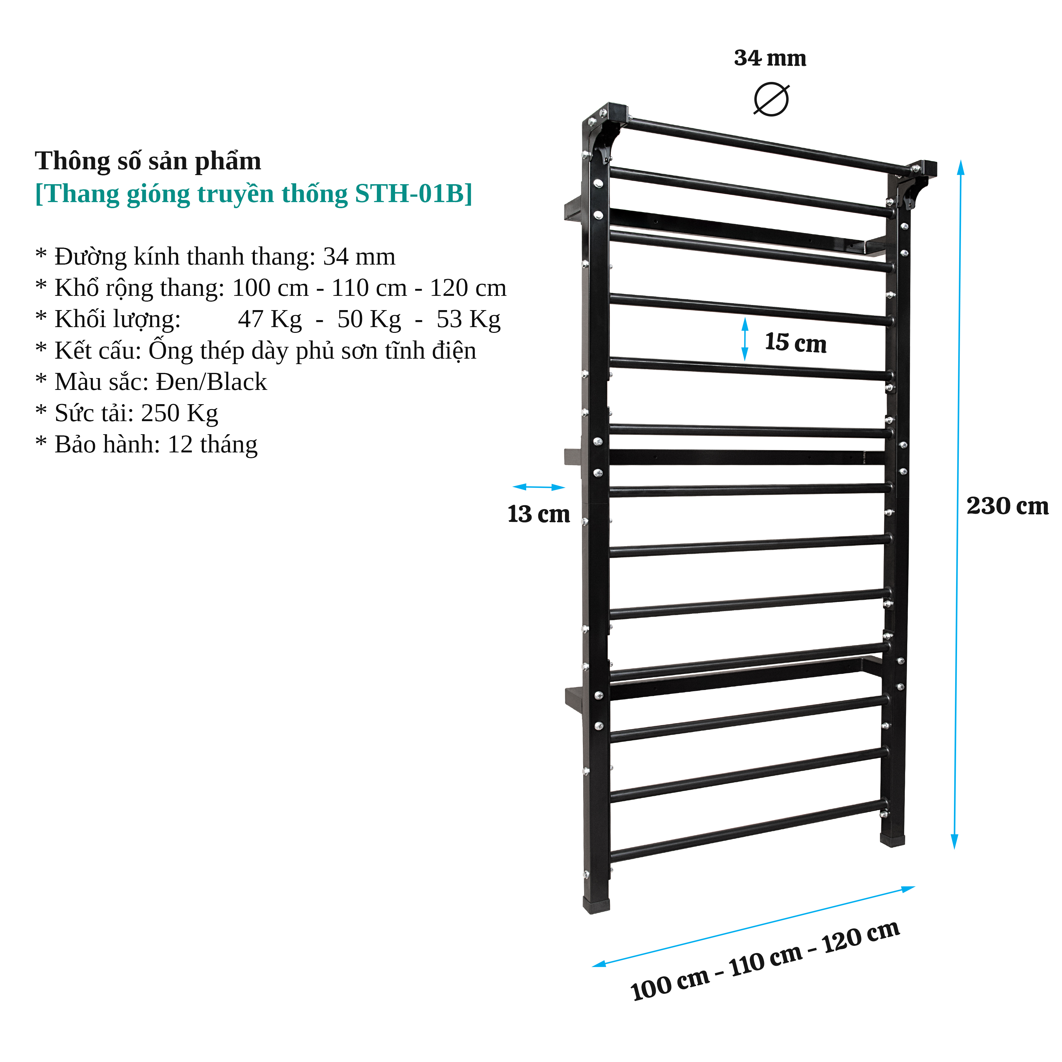 Thang gióng truyền thống - Stall bars Pocorrys STH-01B (Yoga, Gym, Gymnastics)