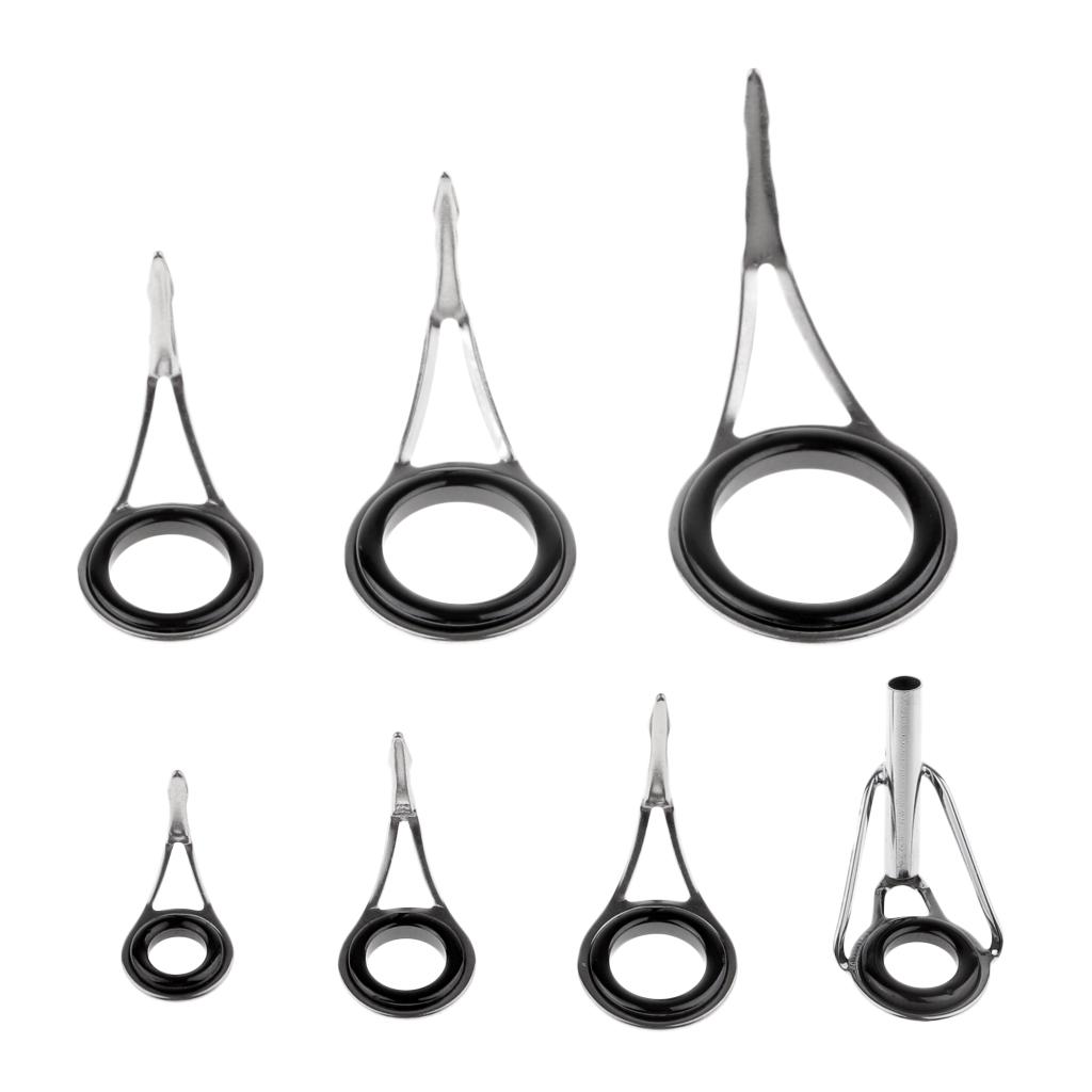 7pcs Rod Repair Kit Fishing Rod Guides Tips Tops Single Leg Ceramic Ring