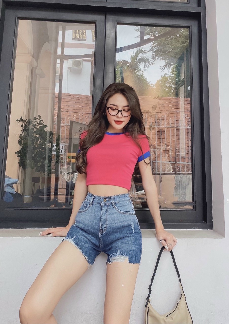 Quần short jean nữ BigSize lưng cao trên rốn, co dãn mạnh, rách loang màu, dành cho người mập 3949 3951