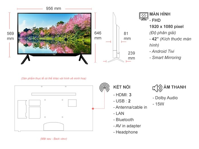 Android Tivi Sharp Full HD 42 inch 2T-C42BG1X - Hàng Chính Hãng.