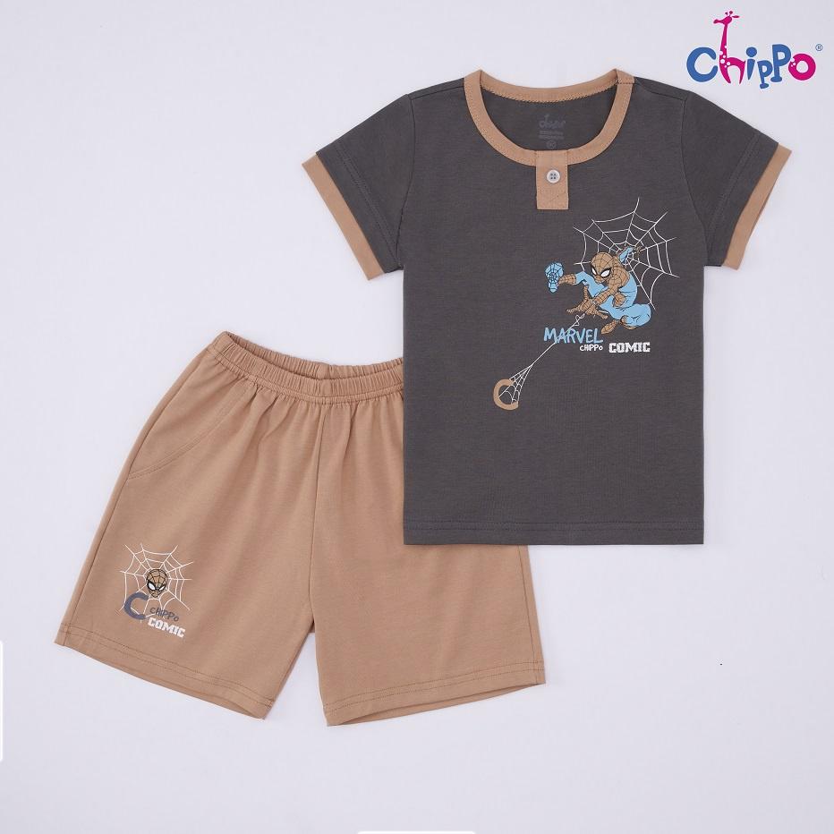Set bộ hè họa tiết Người Nhện Chippo chất liệu 100% Cotton áo đồ bộ cho bé Trai từ 1 đến 5 tuổi (10-19Kg
