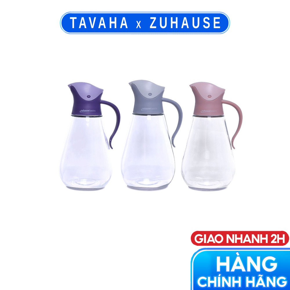 Bình thủy tinh rót dầu ăn, nước mắm tự mở nắp khi rót Zuhause basics ZB93 550ml - hàng chính hãng
