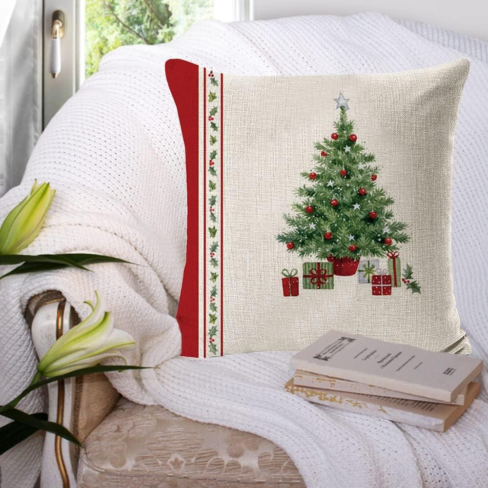 Bộ 4 Vỏ Gối Giáng Sinh, Vỏ Gối Giáng Sinh, Gối Trang Trí Giáng Sinh, Gối Trang Trí Mùa Đông, Vỏ Gối Merry Christmas, Vỏ Gối Trang Trí 45 x 45, Vỏ Gối Giáng Sinh Vải Lanh Mịn