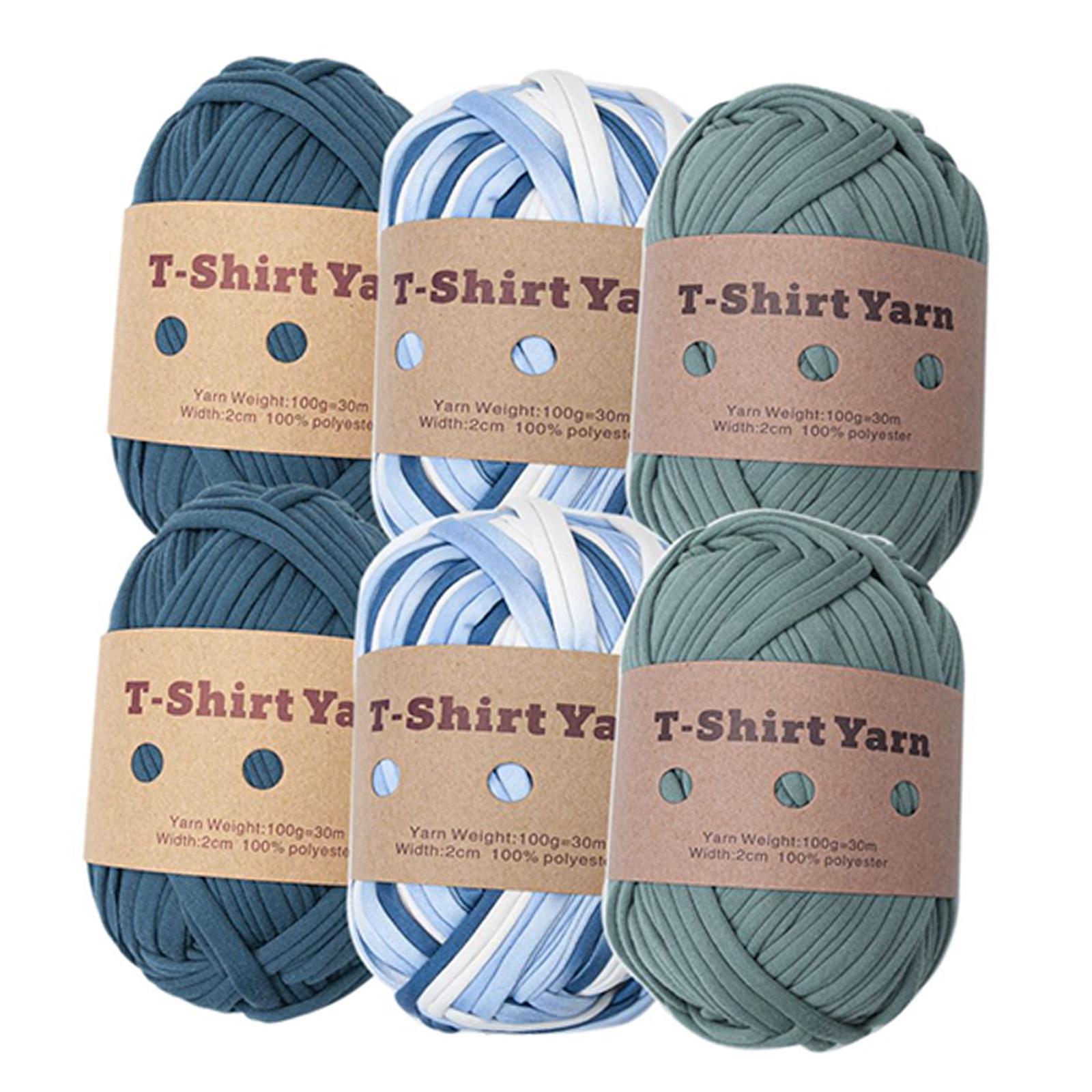 6x T Shirt Yarn 3 Colors Easy to Wash Knitting Yarn for Blanket Throw Pillow