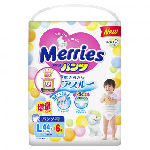 Bỉm/tã quần Merries size L 44+6