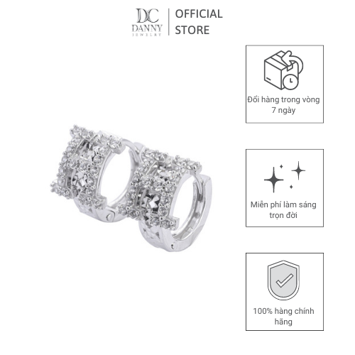 Bông Tai Nữ Bạc 925 Danny Jewelry Xi Bạch Kim Đính Đá CZ NI4GZ014