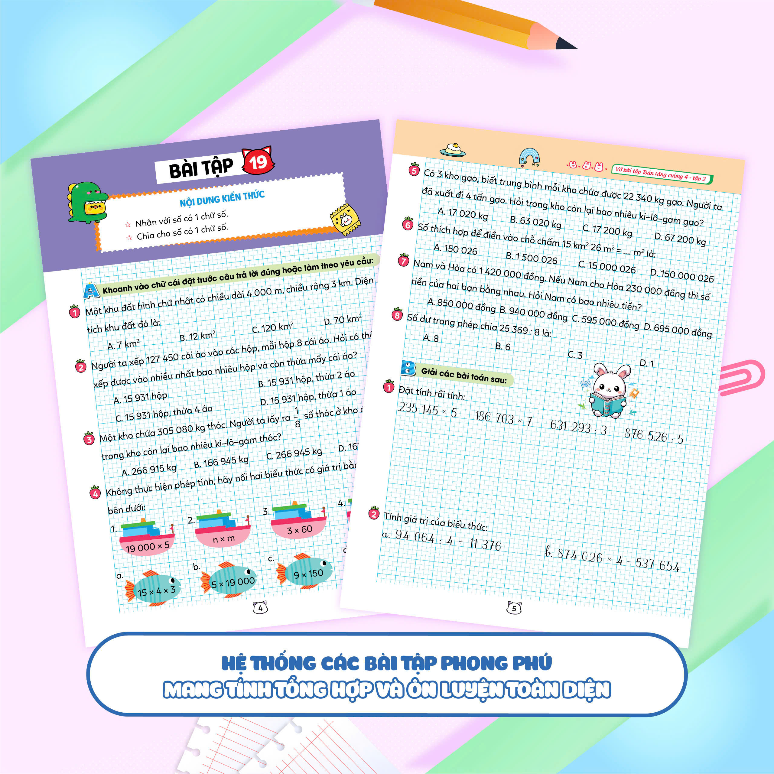 Combo Vở bài tập Toán tăng cường lớp 4 (2 Tập) (Theo sách giáo khoa kết nối tri thức với cuộc sống)