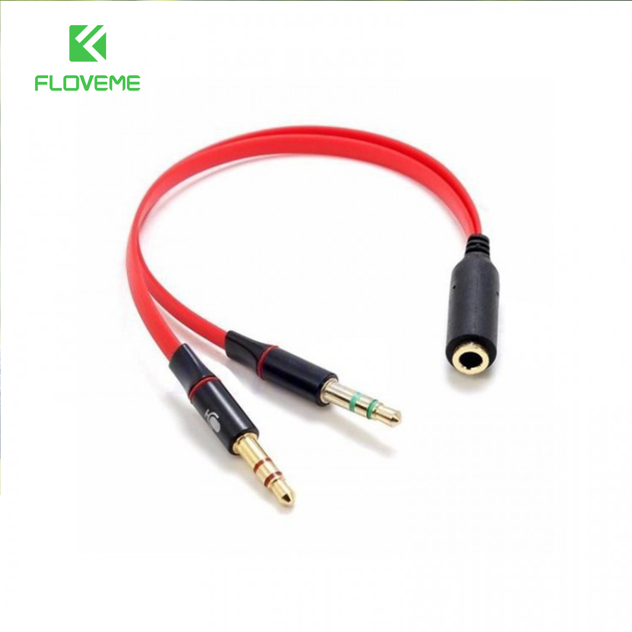 Cáp gộp Floveme audio và mic 2 vào 1 ra 3.5mm âm (cáp chuyển tai nghe điện thoại cho máy tính PC) - hàng chính hãng