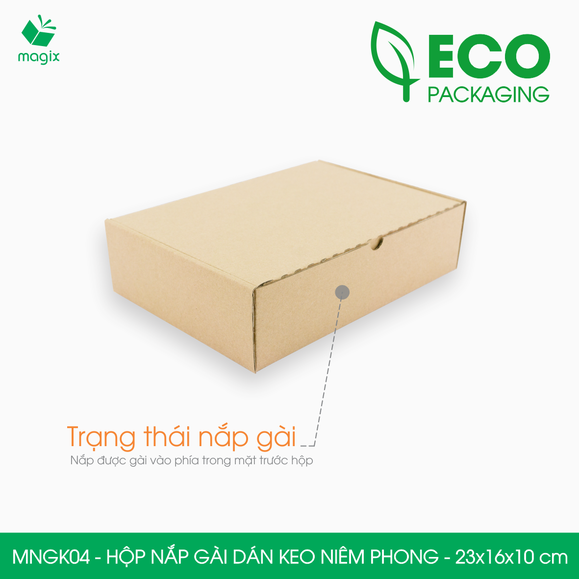 MNGK04 - 23x16x10cm - COMBO 100 HỘP CARTON NẮP GÀI HÔNG CÓ KEO NIÊM PHONG - THÙNG HỘP CARTON ĐÓNG HÀNG