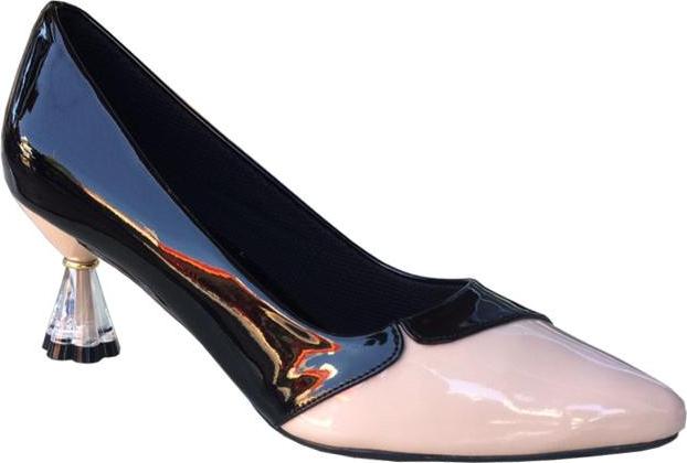 Giày cao gót nữ da bóng cao 5cm đen thời trang Trường Hải CGN122