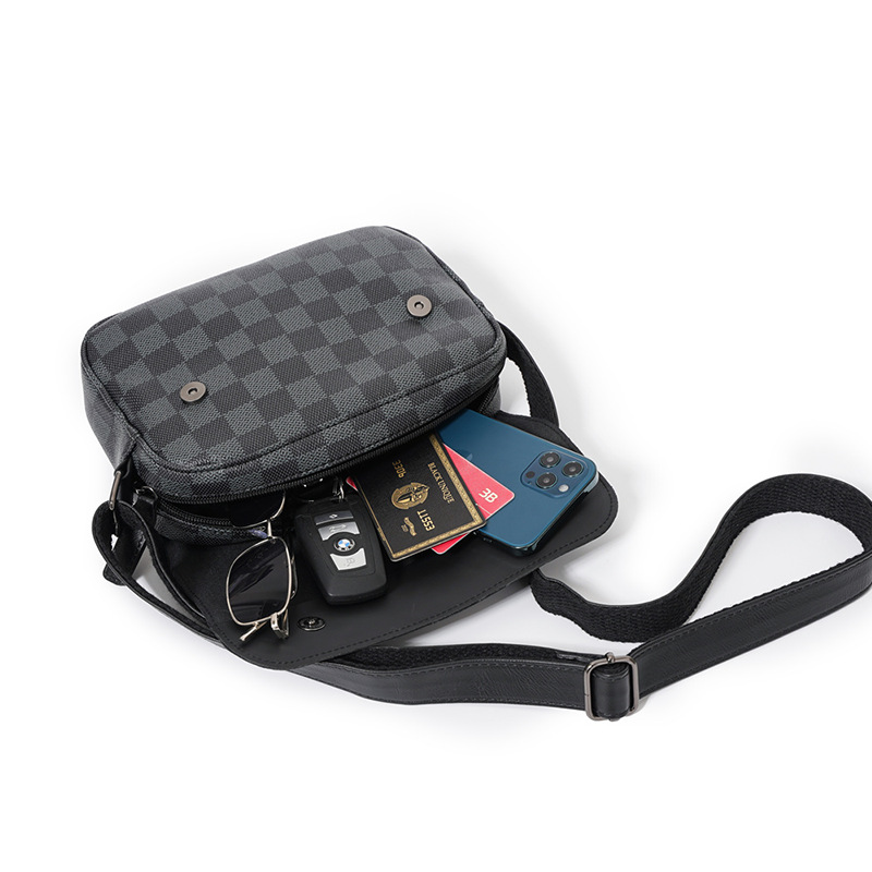 Fashion Check Pattern Shoulder Bag Cover Type PU Leather Small Shoulder Bag