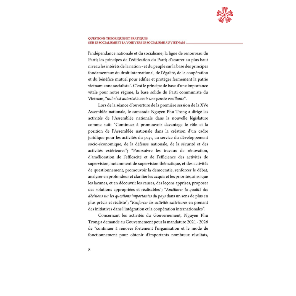 (BẢN TIẾNG PHÁP) Một số vấn đề lý luận và thực tiễn về chủ nghĩa xã hội và con đường đi lên chủ nghĩa xã hội ở Việt Nam
