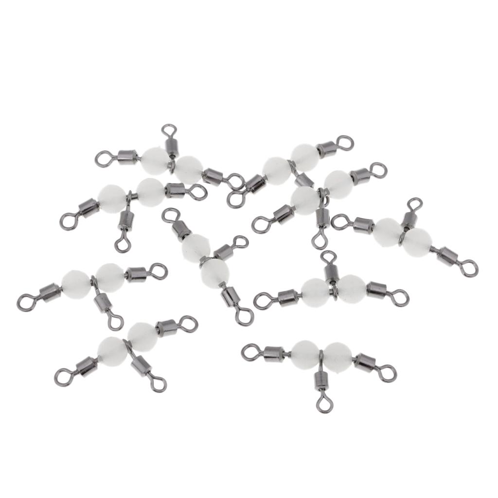 10pcs 3 Way Swivel Luminous Rolling Barrel T shape Swivel Connector 4.6cm