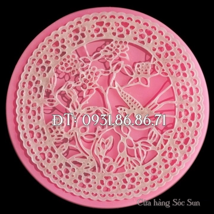 Khuôn silicon hoa văn nền bánh chim bồ câu loại 13 cm - Mã số 1621