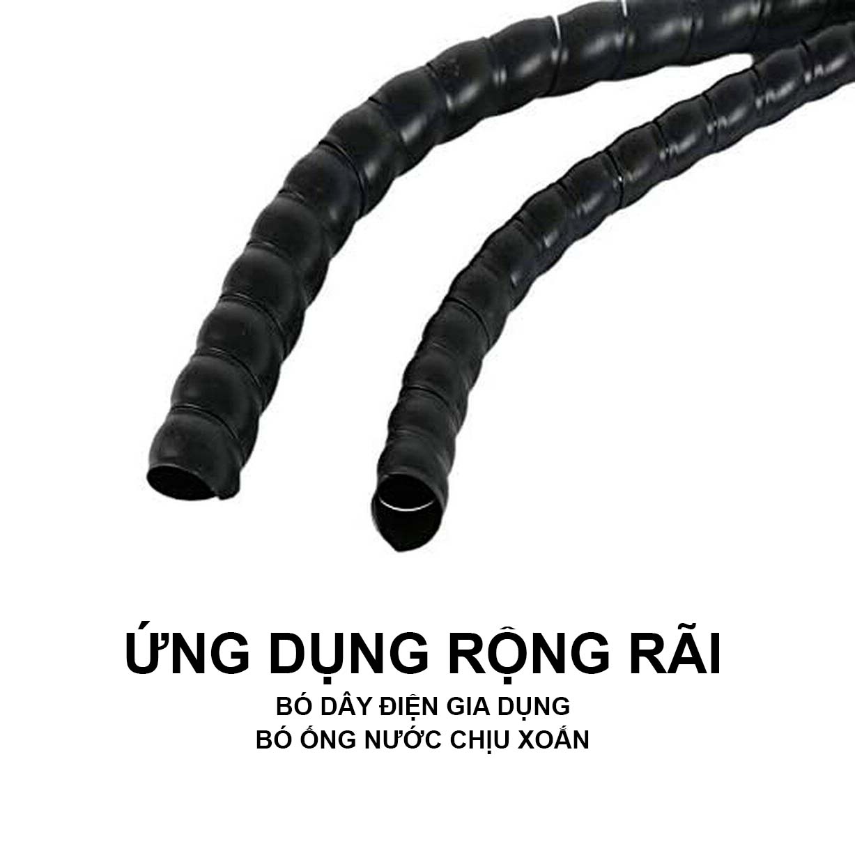 Cuộn dây xoắn ruột gà chống mài mòn, chống cuộn rối vòi nước rửa xe cao áp, dây bọc điện phi 6/8/10/12/16/20mm dài 4 mét