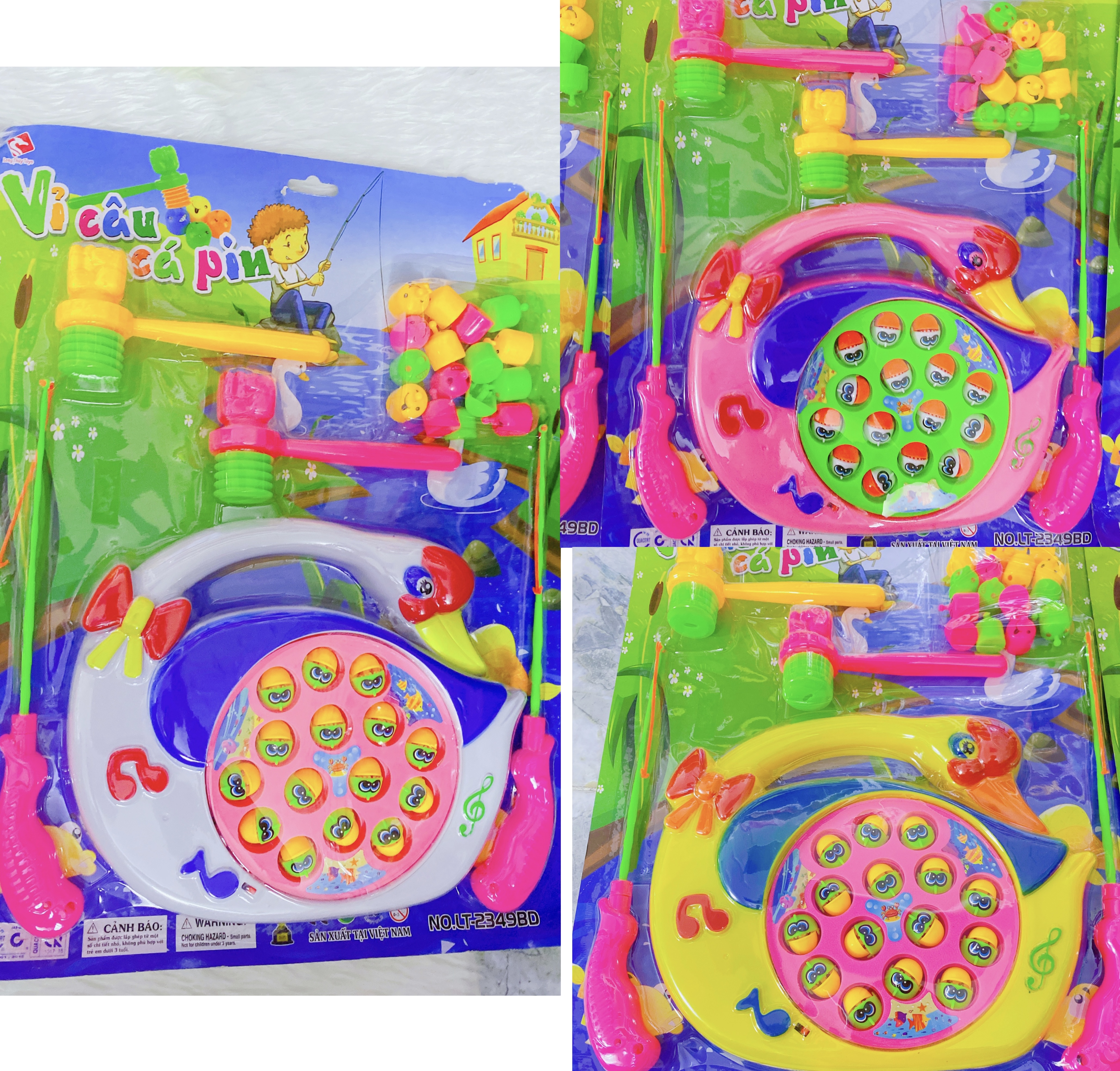 Vỉ Bộ Câu Cá Thiên Nga + Tặng Pin Lớn Kèm 2 Búa Đập,Chuột,2 Cần Câu Có Nhạc Vui Nhộn Đồ Chơi Bé