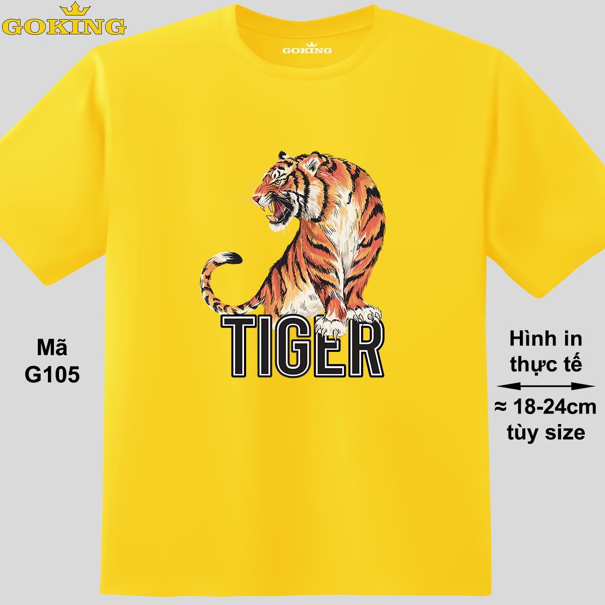 TIGER, mã G105. Áo thun siêu đẹp cho cả gia đình. Form unisex cho nam nữ, trẻ em, bé trai gái. Quà tặng ý nghĩa cho bố mẹ, con cái, bạn bè, doanh nghiệp, hội nhóm. Áo phông hàng hiệu Goking cao cấp in hình chữ 3D