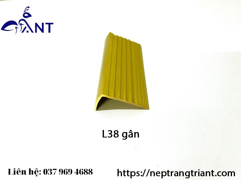 Nẹp đồng L38 gân, nẹp L đồng, nẹp ốp cầu thang, thanh dài 4m, dùng trang trí nhà cửa
