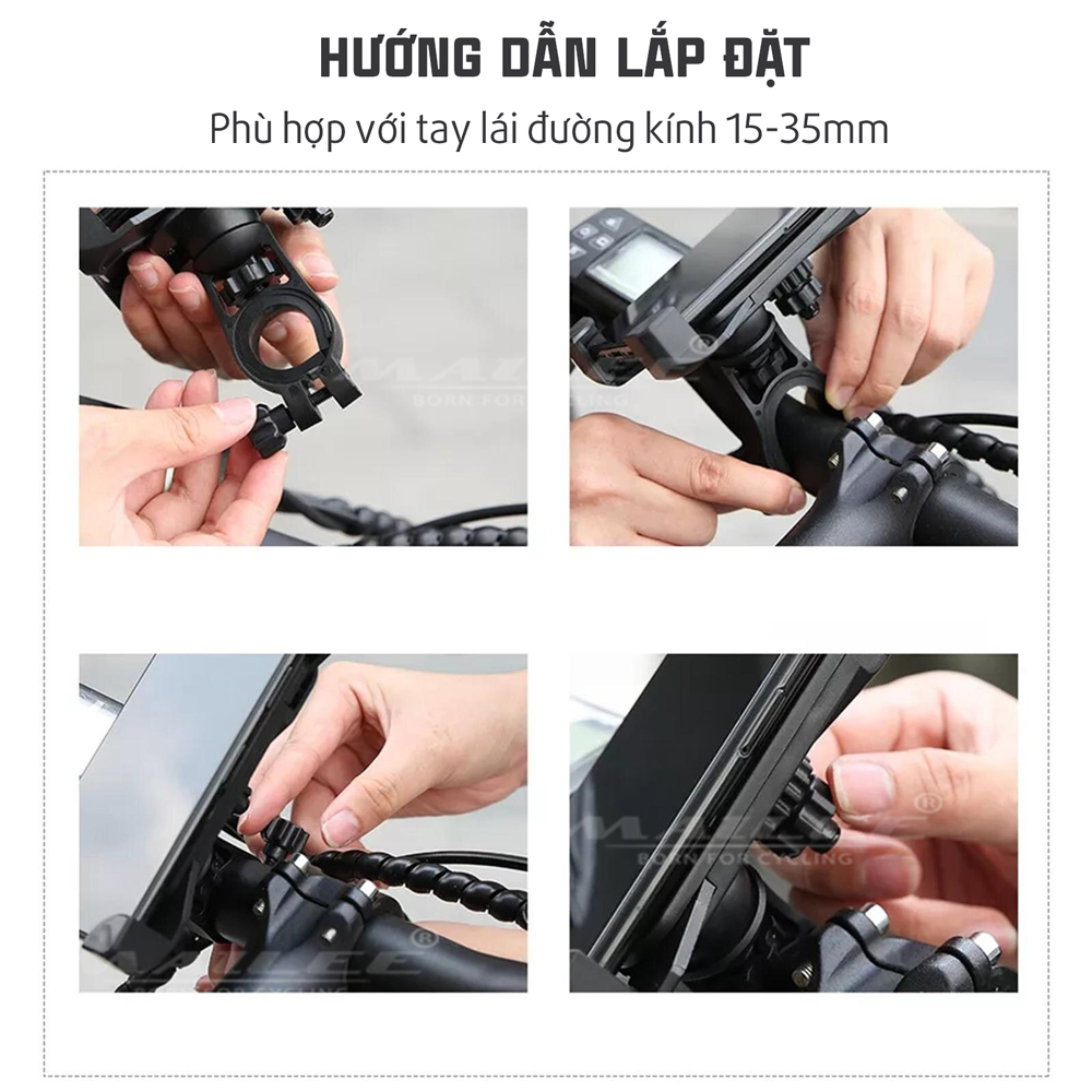 Giá đỡ điện thoại xe đạp gắn tay lái YXF65 chất liệu Nhựa PC cho màn hình 4-7 inch phù hợp đường kính ghi đông 15-35mm Mai Lee