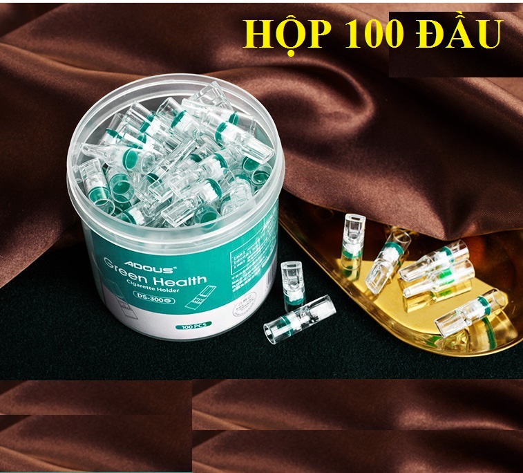 Hộp 100,200 đầu lọc thuốc cao cấp nhựa dẻo bảo vệ sức khỏe, màu giao ngẫu nhiên ( mua từ 3 hộp tặng kèm 1 hộp nhựa đựng đầu tẩu)