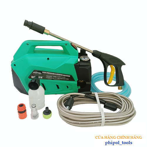 Máy rửa xe công suất 2800W PHIPOL TOOLS QXJ09 lõi đồng có chỉnh áp kèm nhiều phụ kiện - Hàng Chính Hãng