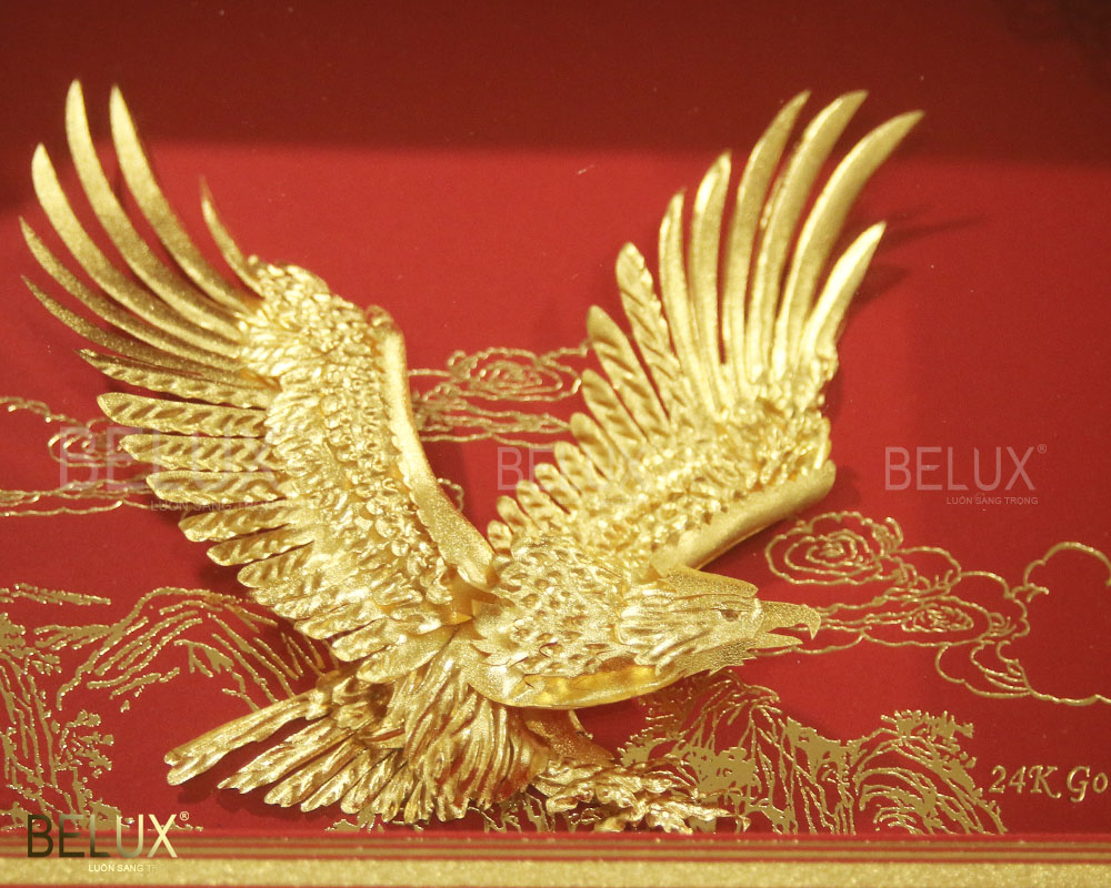Tranh đại bàng tung cánh dát vàng 24k kt 33 x 26cm