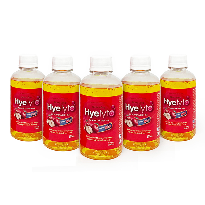 Bộ 5 hộp Thực phẩm bảo vệ sức khỏe giúp bù nước và điện giải Hyelyte hương táo, chai 250ml
