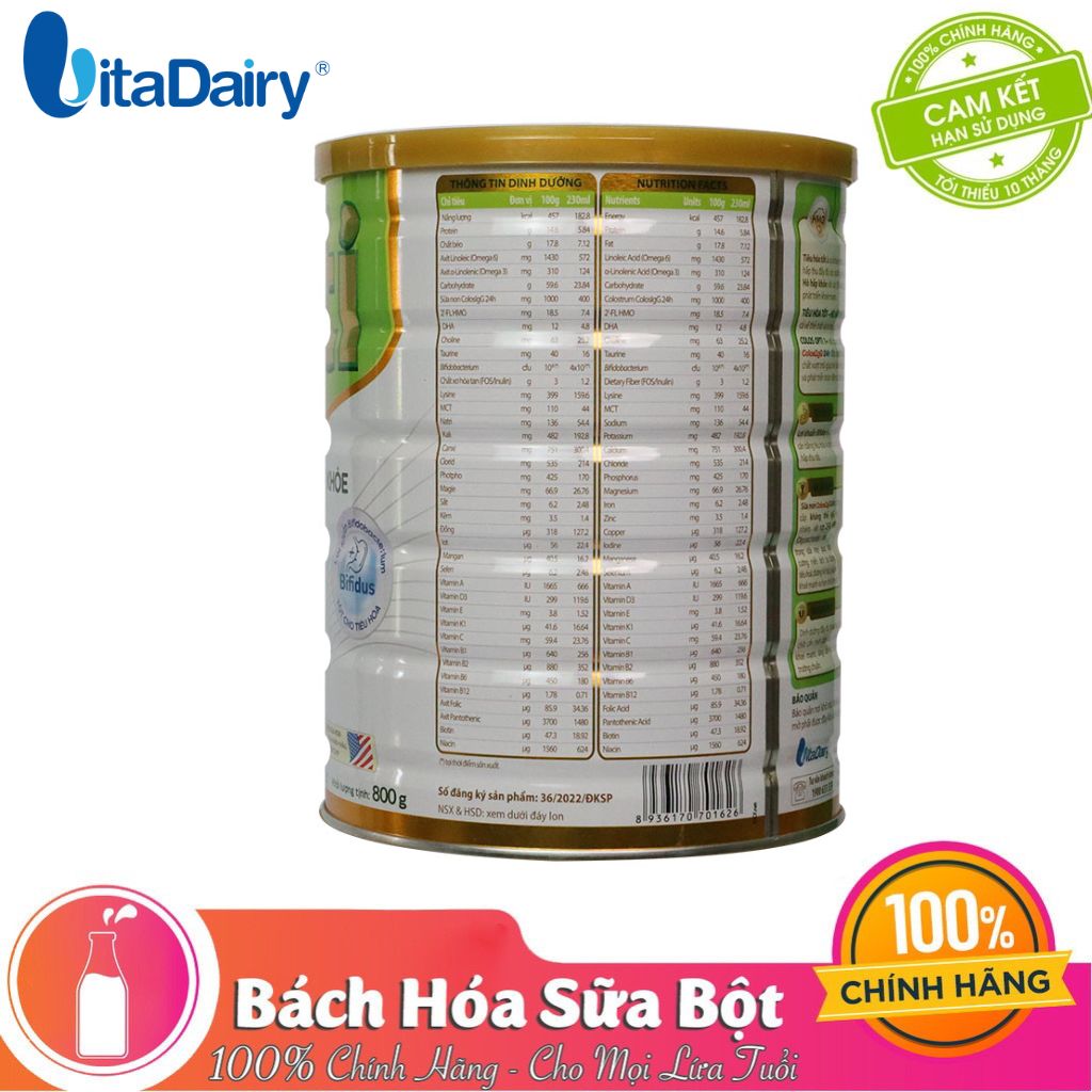 Sữa bột Colos Opti 1+ 800G - Tiêu Hóa Tốt, Hô Hấp Khỏe