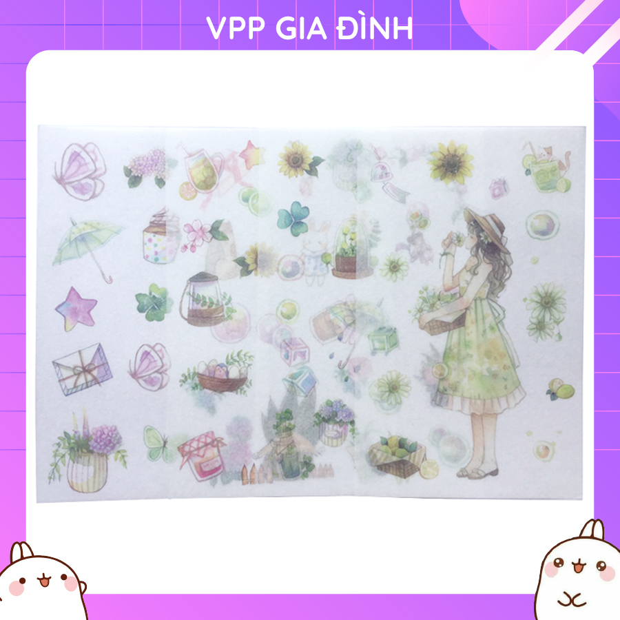 Bộ 4 Tấm Nhãn Dán Sticker Trang Trí Giấy Mùa Hè Ngọt Ngào Edl T1189