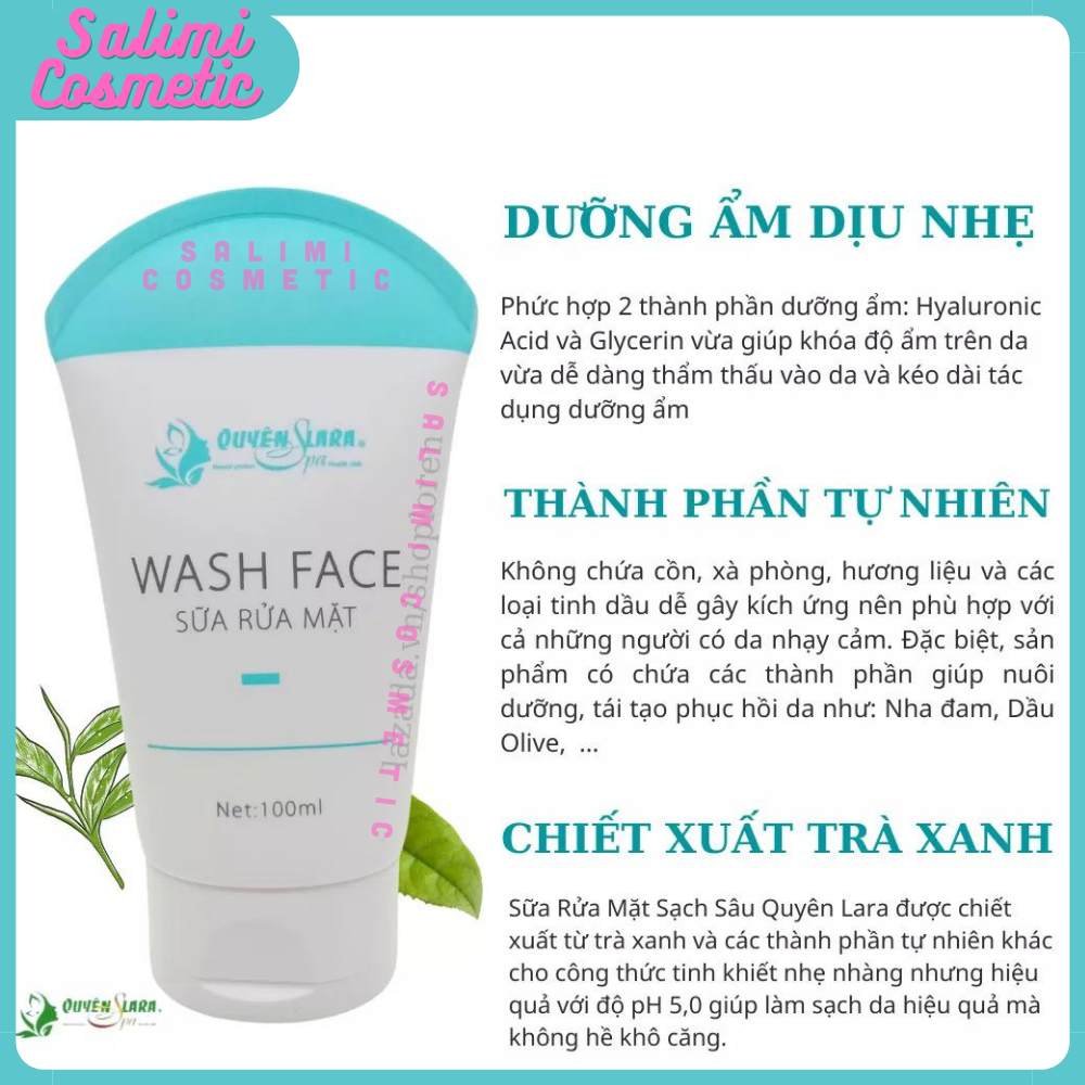 Sữa Rửa Mặt WASH FACE - Làm Sạch Da, Sạch Bụi Bẩn, Dầu Nhờn, Lớp Trang Điểm, Tế Bào Da Chết, Ngăn Ngừa Mụn, Duy Trì Độ Ẩm, Giúp Da Tươi Sáng Mịn Màng | Dung Tích 100ml