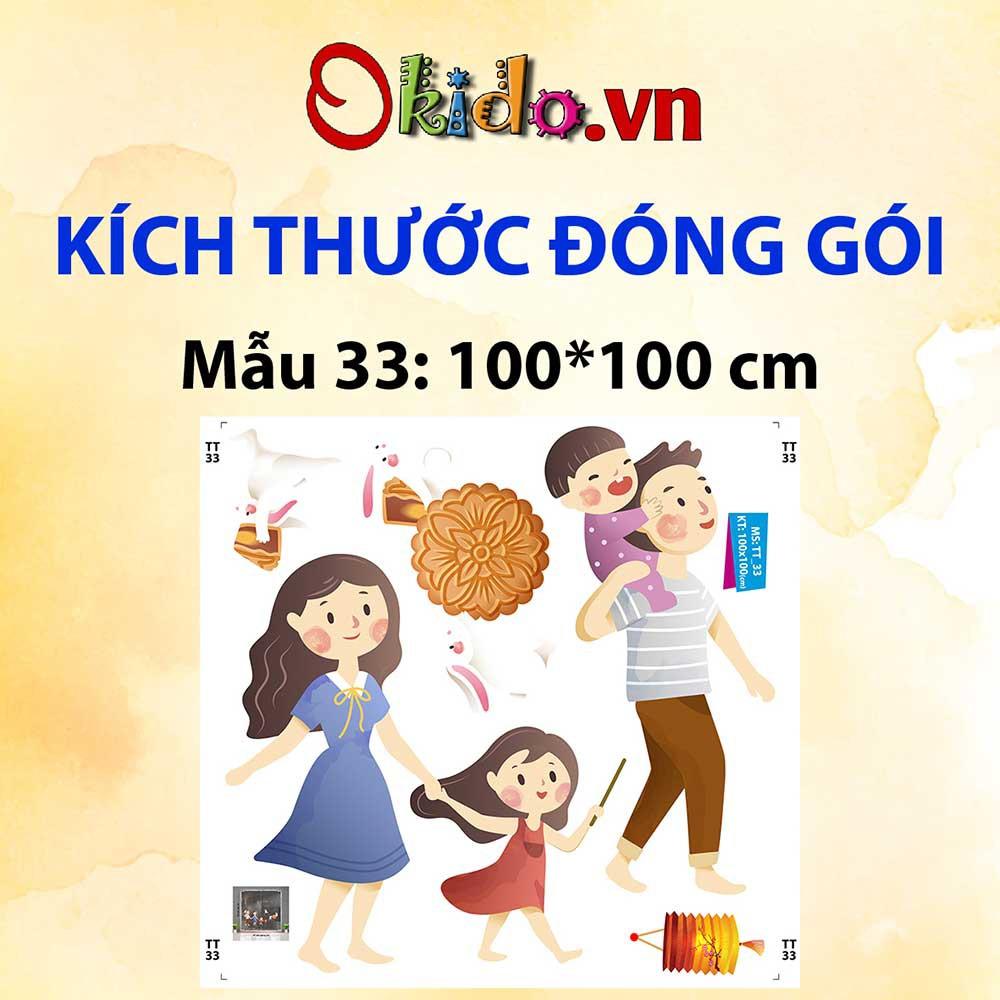 Decal trang trí trung thu 2023 gia đình đoàn viên bên ông trăng.