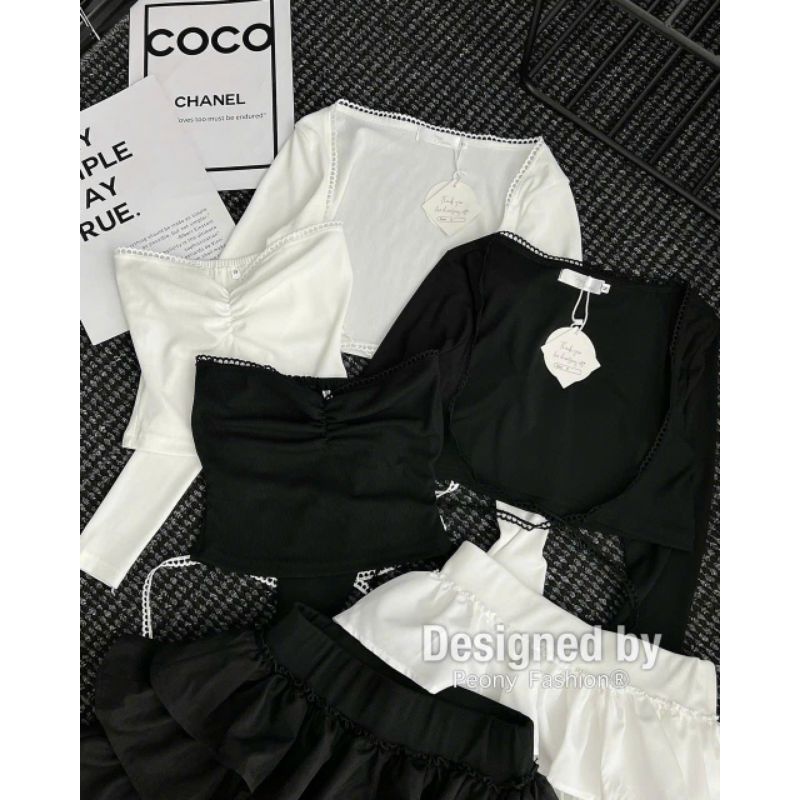 Set đầm váy áo cúp ngực kèm áo khoác