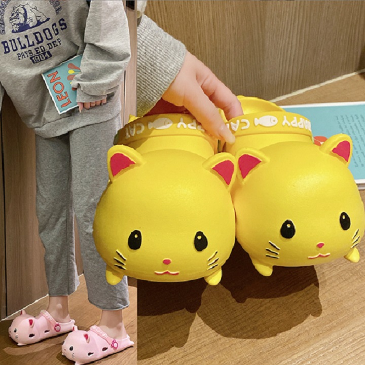 [ĐỘC LẠ] Dép nhựa mang trong nhà hoạt hình mèo Kitty Happy Cat dễ thương cute siêu nhẹ mềm dép cross xinh S252