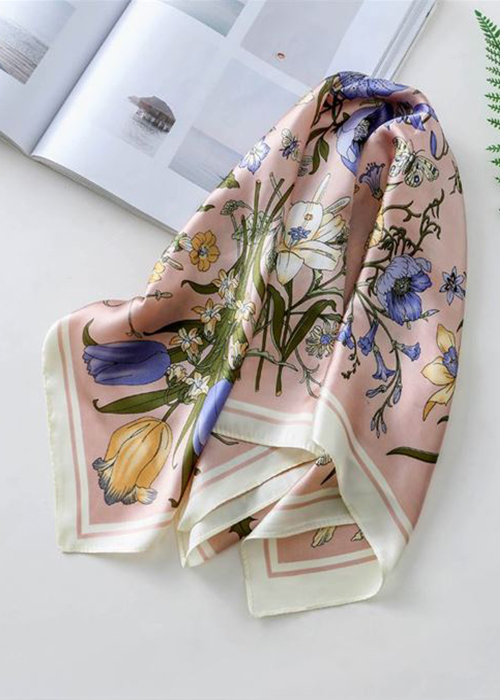 Khăn cổ lụa vuông hoa lá nữ Haint Boutique Kc04