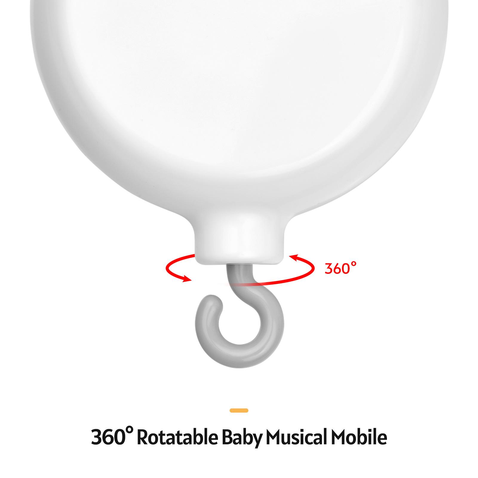 Baby Musical Crib Mobile Rotatable BT Music Box with Relaxing Music USB Data Transmission for Baby Boys Girls