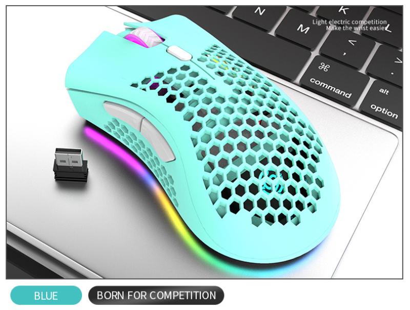 BM600 RGB Chuột Không Dây Chơi Game Nhẹ Tổ Ong Vỏ Công Thái Chuột Có Dây MềM MạI Cáp Chuột Game Thủ
