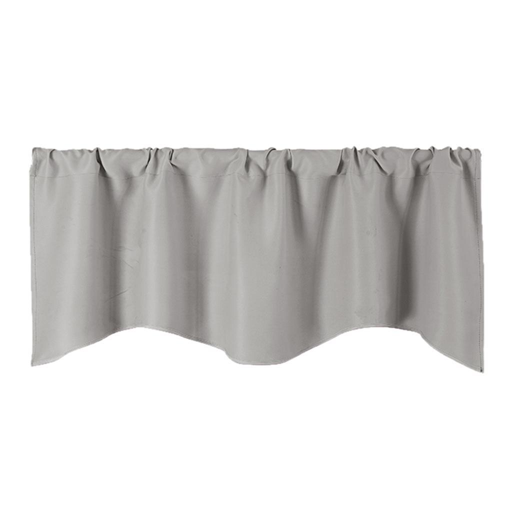 3xShort Curtain Panel Solid Color Valance for Kitchen Windows Light Grey