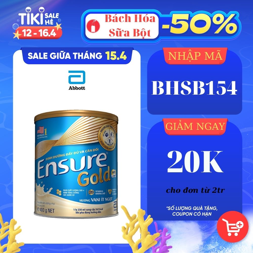 Sữa Bột Ensure Vani Ít Ngọt 400g