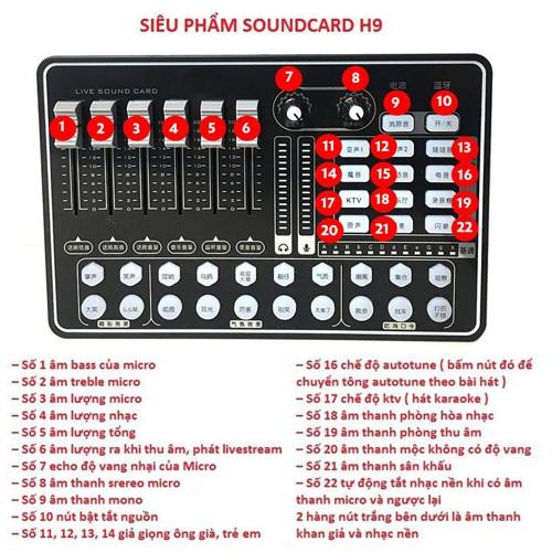 Soundcard H9 Bluetooth Autotune Thu Âm Hát Live Âm Thanh Sống Động