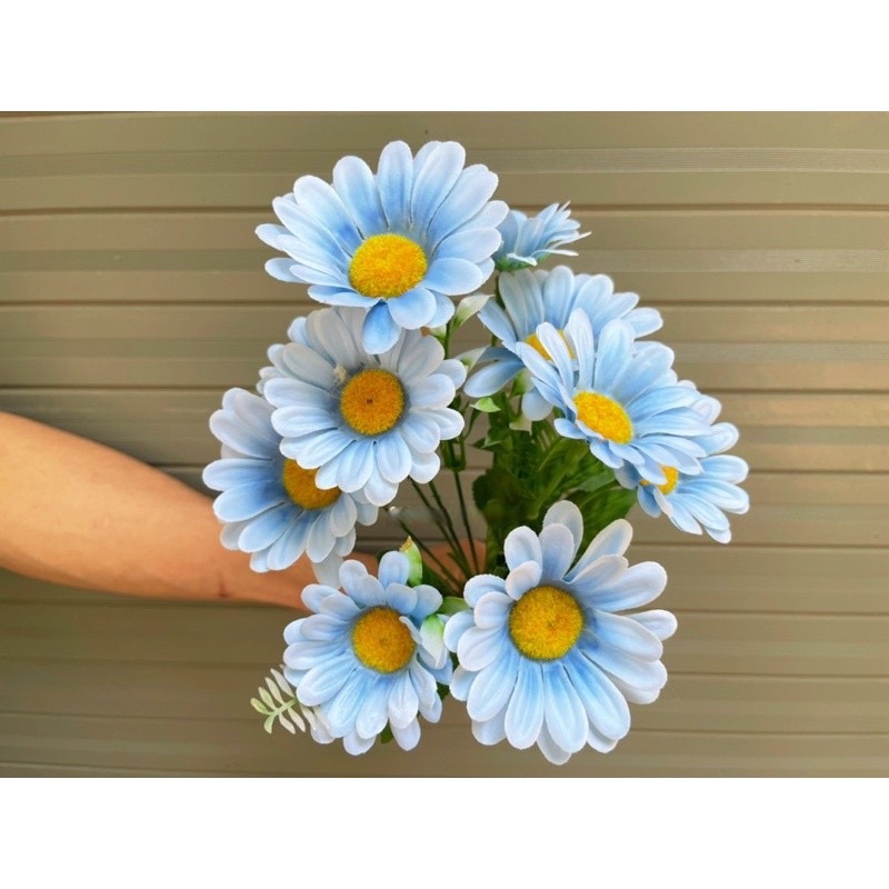Cụm hoa cúc giả - 1 cụm 9 bông - dài 25cm - Cây giả, hoa lụa Decor trang trí nhà cửa