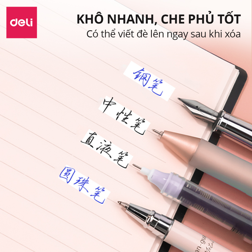 Bút Xóa Băng Học Sinh 20m Kẹo Dẻo Đáng Yêu Deli - Xóa Sạch Phủ Kín Khô Nhanh Viết Đè Lên Ngay - Băng Kéo Cho Học Sinh Văn Phòng