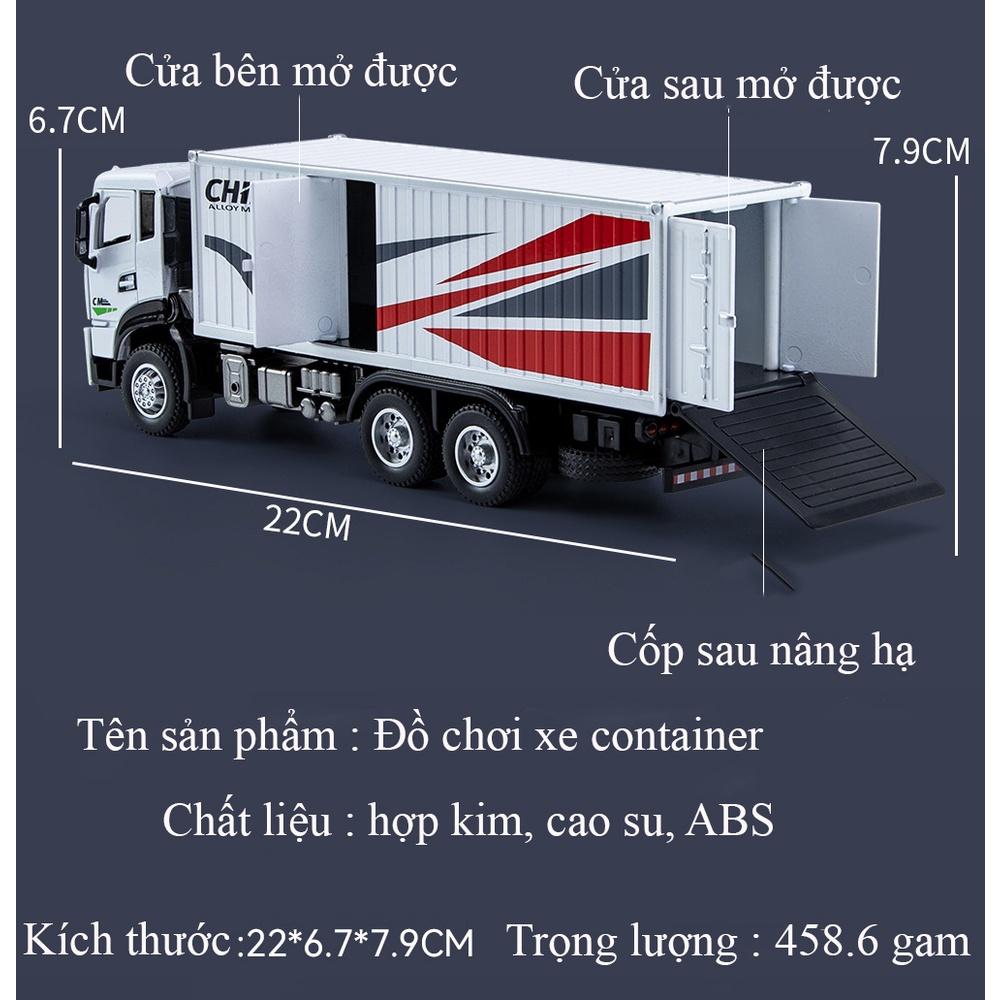 Đồ chơi xe container thành phố bằng hợp kim nguyên khối có nhạc đèn mở được cửa xe và thùng xe