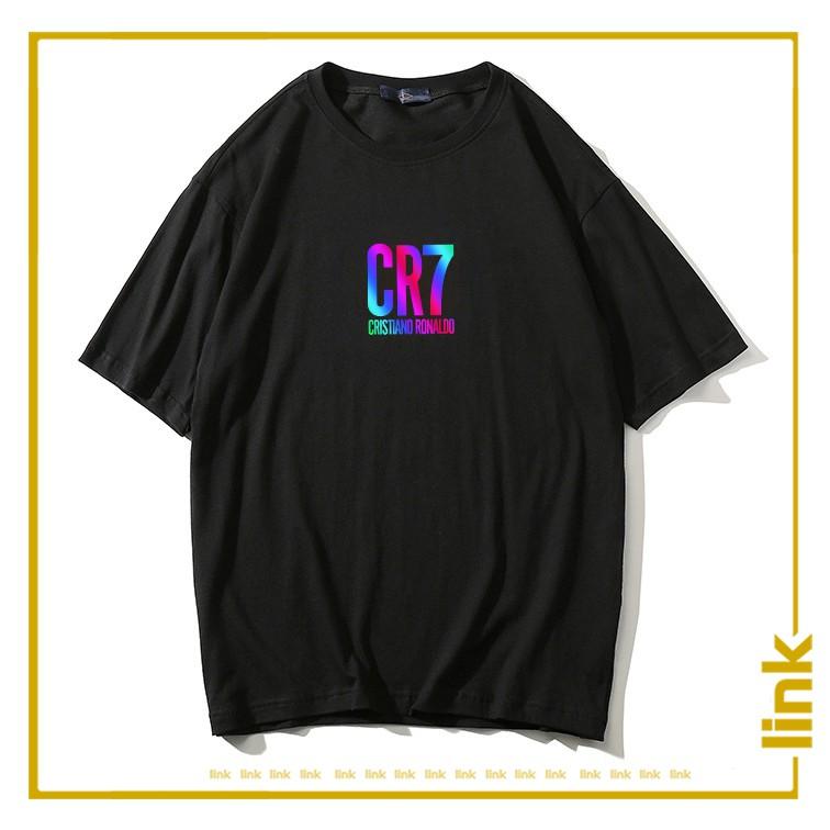 Áo phông nam CR7 phản quang 7 màu tay lỡ unisex ( Đen, Trắng )