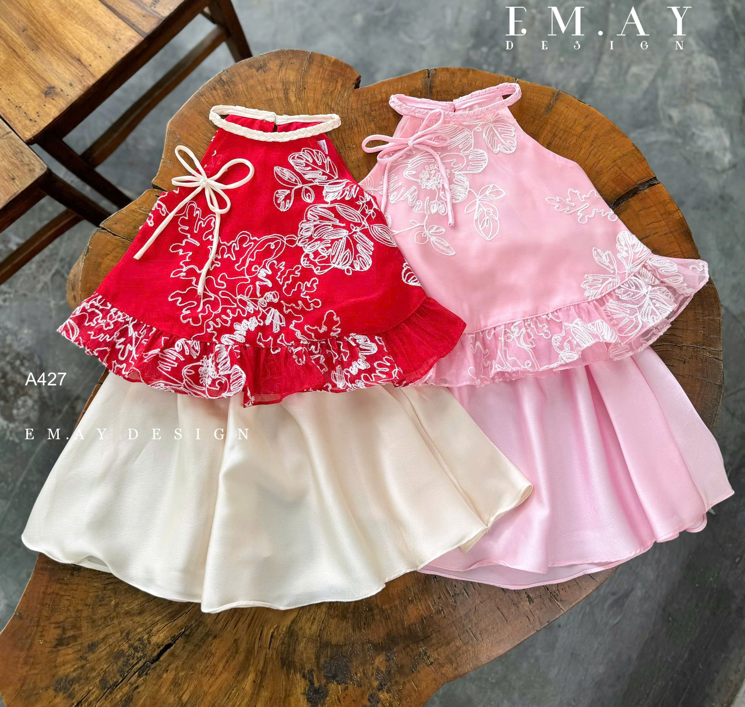 Set áo yếm cô Tấm cho bé gái đi chơi lễ tết noel giáng sinh năm mới biểu diễn đẹp chất lụa mát
