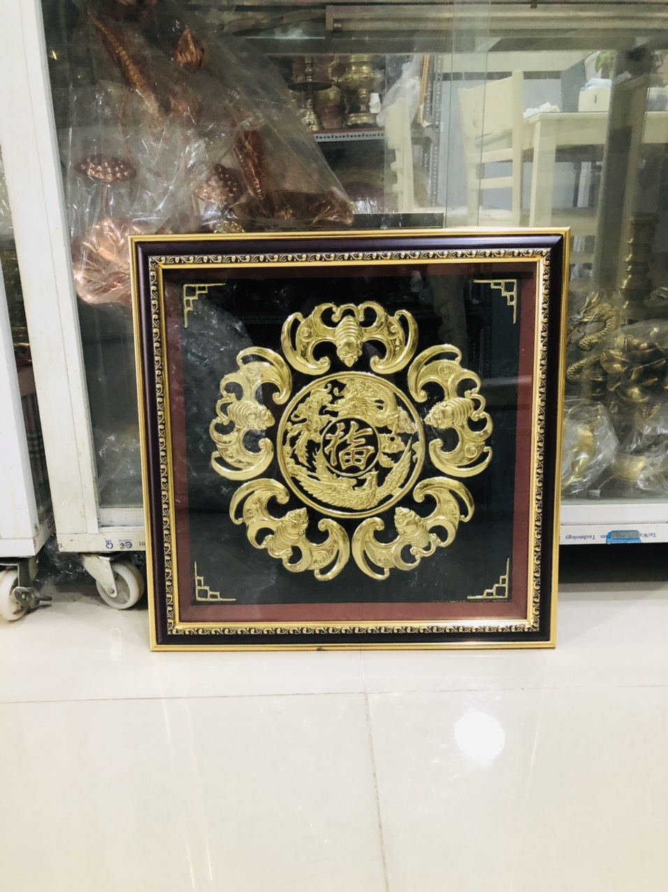 Tranh Ngũ Phúc Lâm Môn ,chiêu tài lộc,bình an cao 60cm